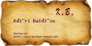 Kéri Balázs névjegykártya